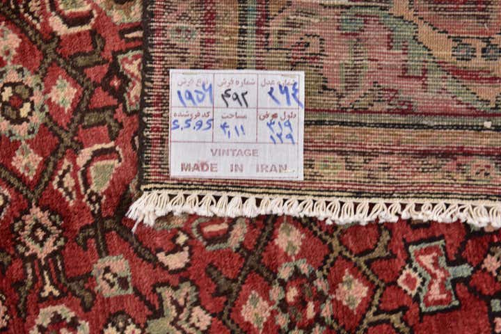 4' 3 x 10' 6 Hand Knotted Hossainabad Persian Wool Runner Rug