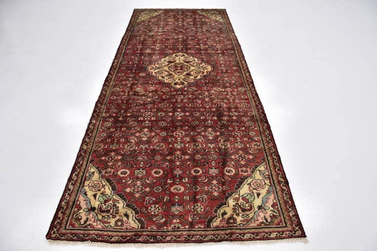Detail image of 4' 3 x 10' 6 Hand Knotted Hossainabad Persian Wool Runner Rug