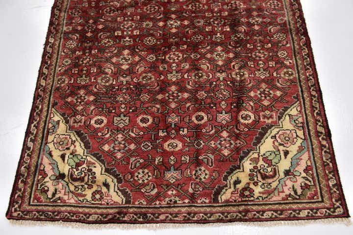 4' 3 x 10' 6 Hand Knotted Hossainabad Persian Wool Runner Rug