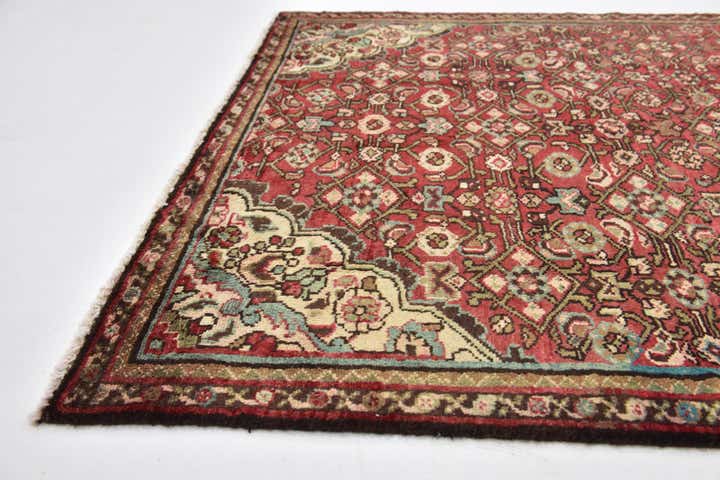 4' 3 x 10' 6 Hand Knotted Hossainabad Persian Wool Runner Rug