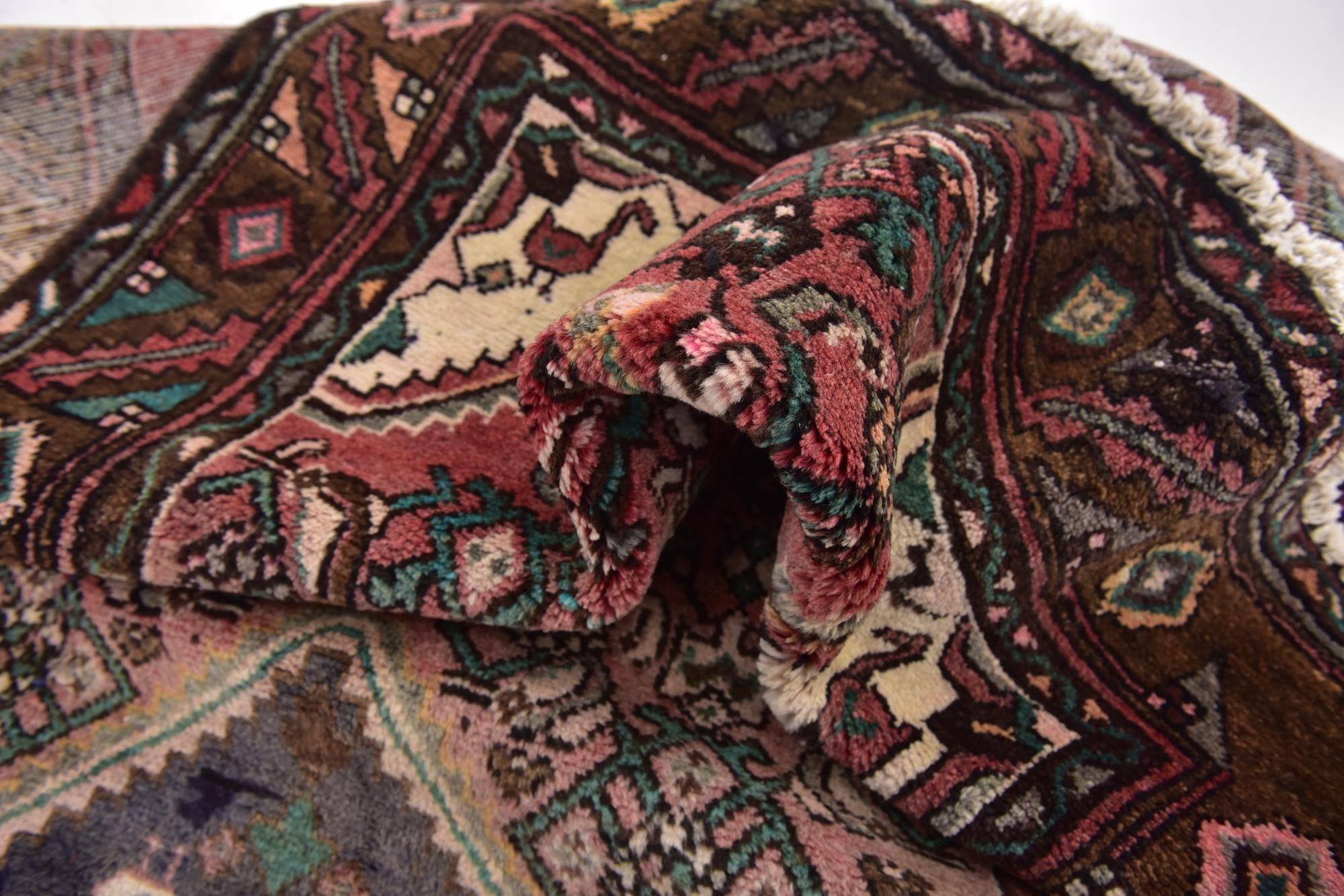 105cm x 305cm Hand Knotted Hossainabad Persian Wool Runner Rug