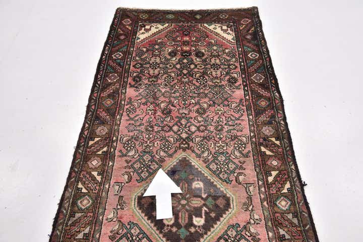 3' 5 x 10' Hand Knotted Hossainabad Persian Wool Runner Rug