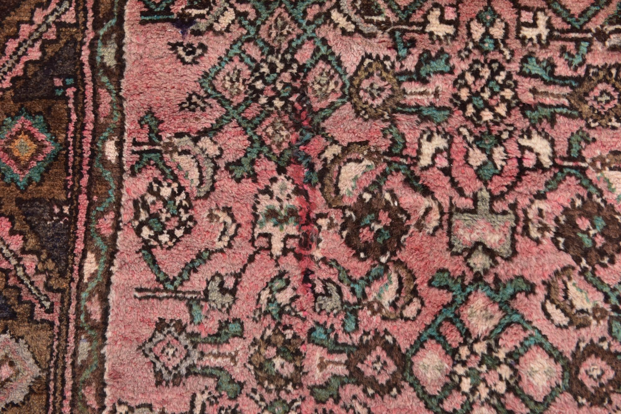 105cm x 305cm Hand Knotted Hossainabad Persian Wool Runner Rug