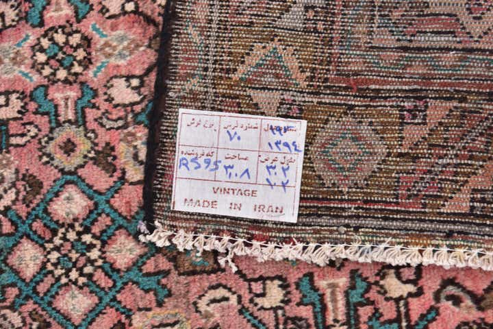 3' 5 x 10' Hand Knotted Hossainabad Persian Wool Runner Rug