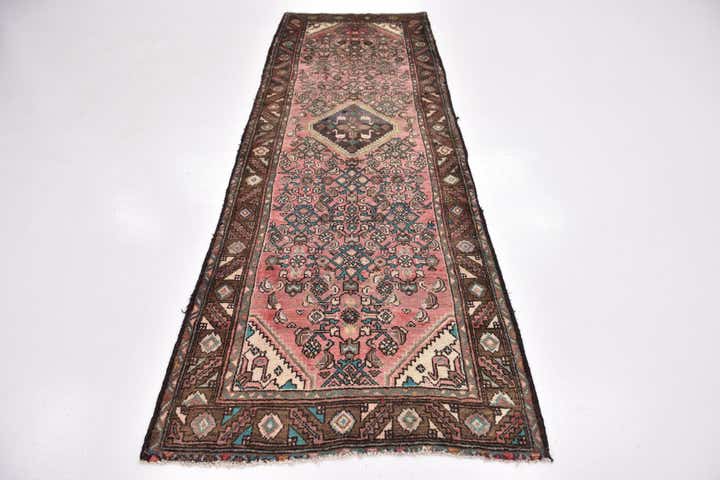 3' 5 x 10' Hand Knotted Hossainabad Persian Wool Runner Rug