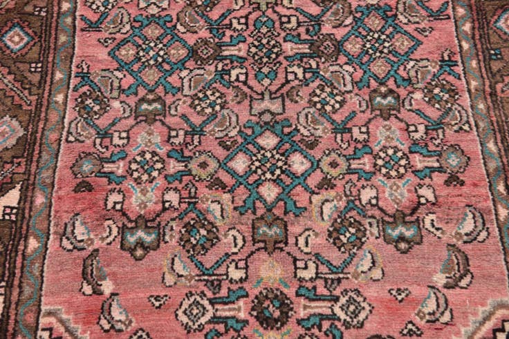 Detail image of 3' 5 x 10' Hand Knotted Hossainabad Persian Wool Runner Rug