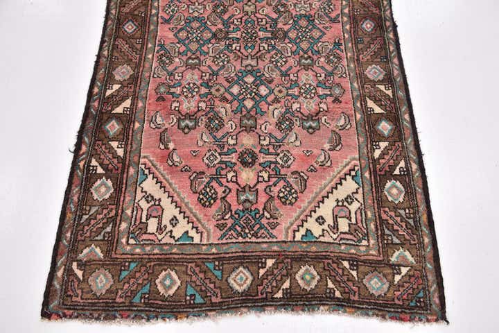 3' 5 x 10' Hand Knotted Hossainabad Persian Wool Runner Rug
