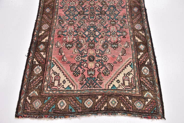 Detail image of 3' 5 x 10' Hand Knotted Hossainabad Persian Wool Runner Rug