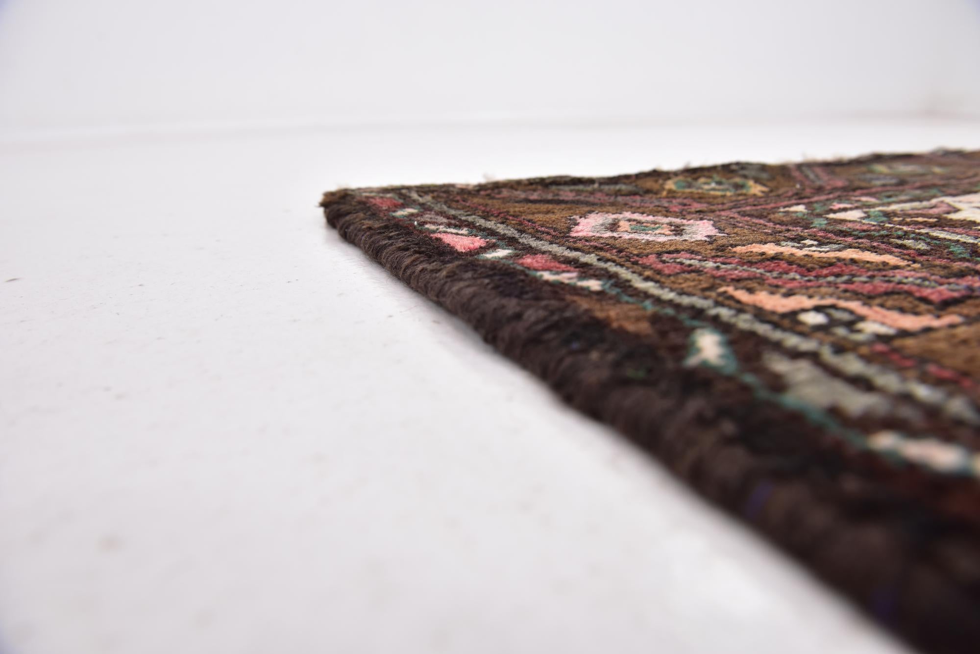 105cm x 305cm Hand Knotted Hossainabad Persian Wool Runner Rug