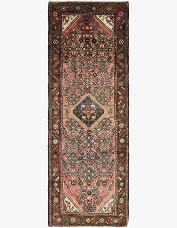3' 5 x 10' Hand Knotted Hossainabad Persian Wool Runner Rug