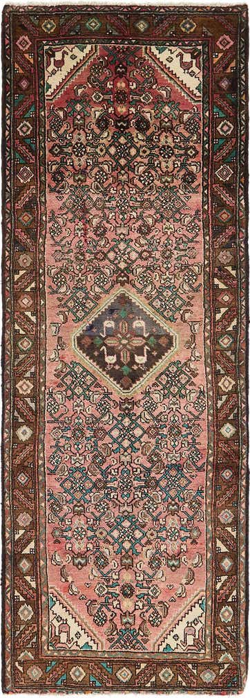 3' 5 x 10' Hand Knotted Hossainabad Persian Wool Runner Rug