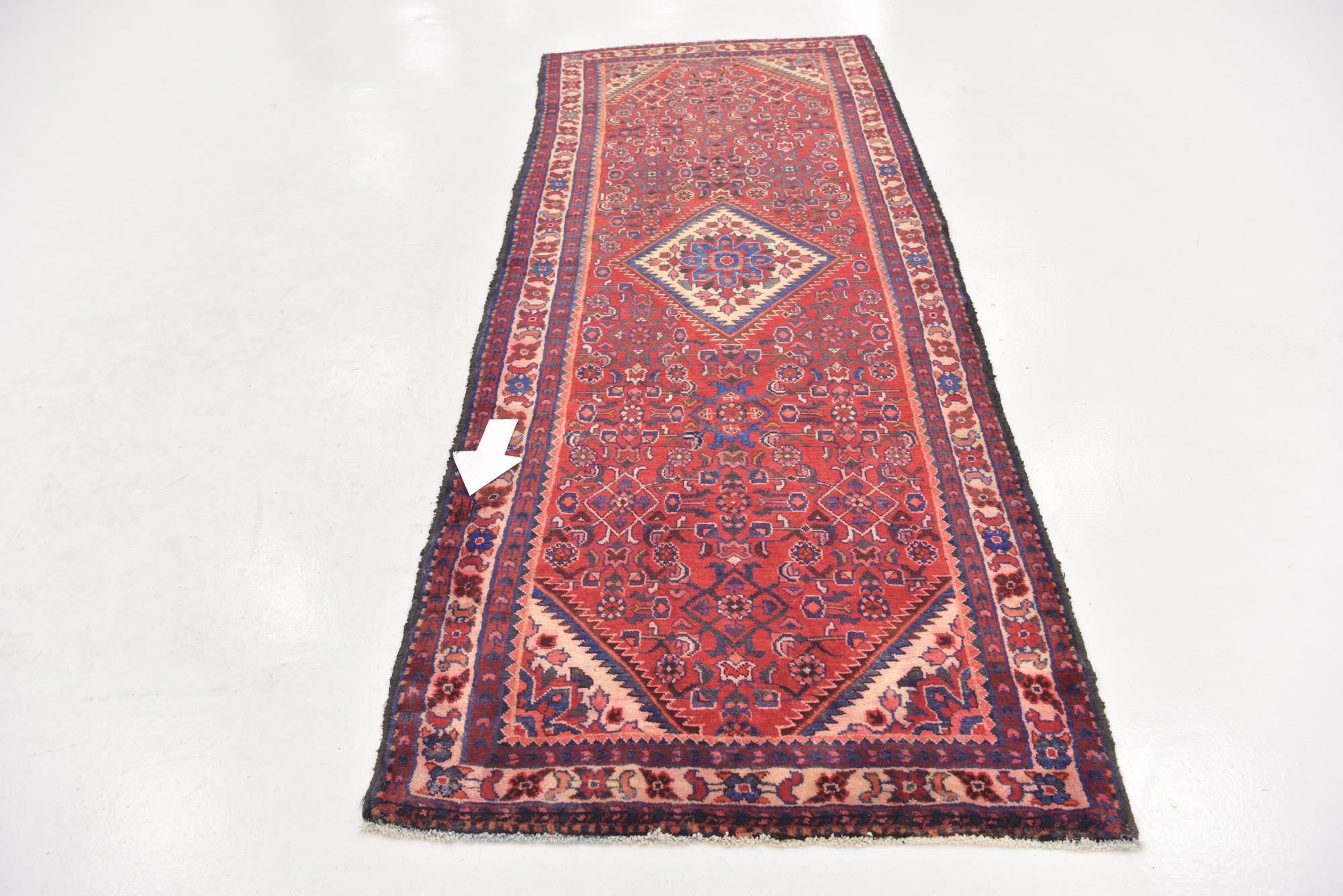 115cm x 300cm anudado a mano Hossainabad Alfombra Persa Lana Pasillera