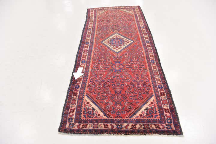 3' 10 x 9' 10 Hand Knotted Hossainabad Persian Wool Runner Rug