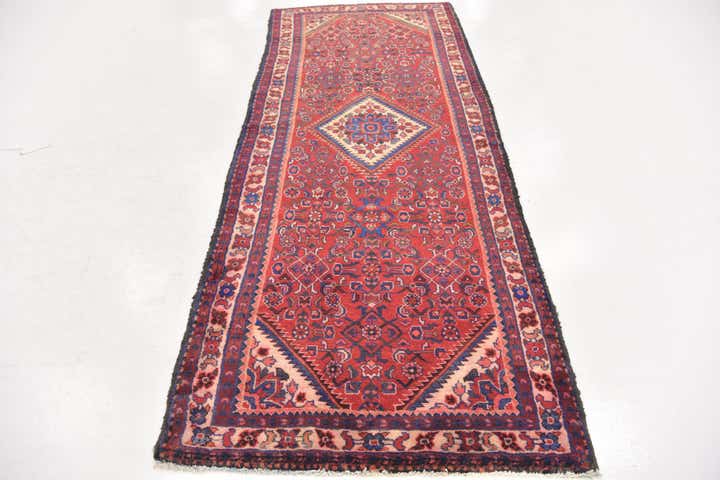 3' 10 x 9' 10 Hand Knotted Hossainabad Persian Wool Runner Rug