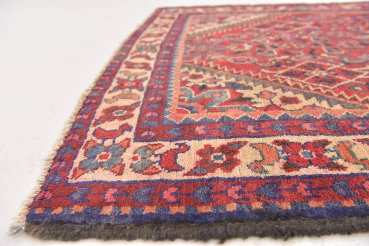 Detail image of 3' 10 x 9' 10 Hand Knotted Hossainabad Persian Wool Runner Rug