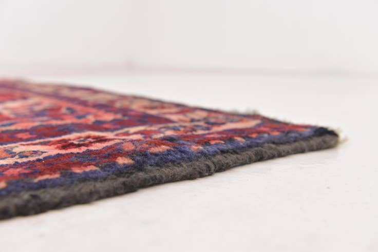 Detail image of 3' 10 x 9' 10 Hand Knotted Hossainabad Persian Wool Runner Rug
