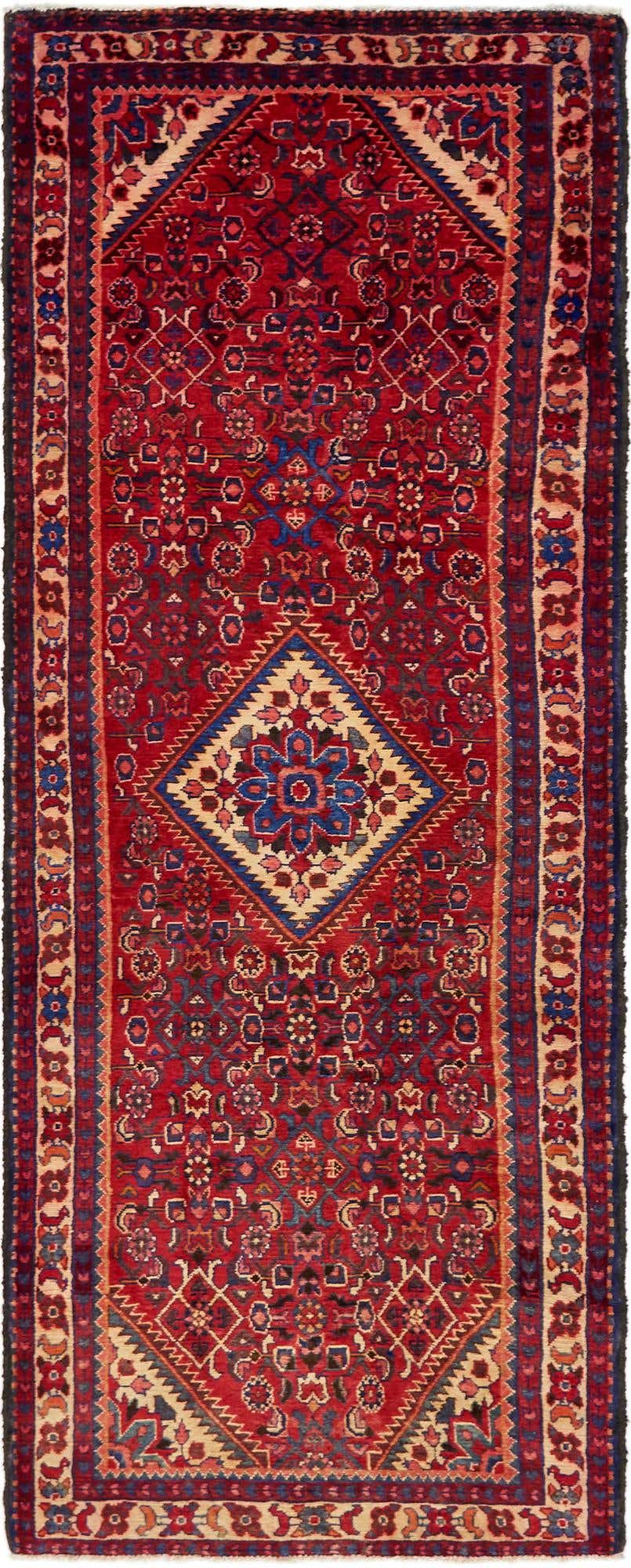 3' 10 x 9' 10 Hand Knotted Hossainabad Persian Wool Runner Rug