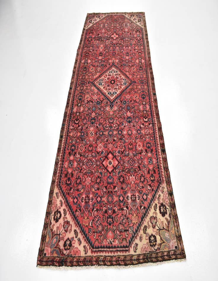 Detail image of 4' x 9' 7  Hand Knotted Hossainabad Persian Wool Runner Rug