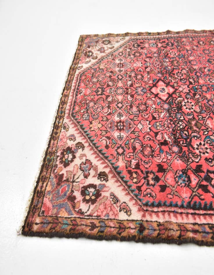 Detail image of 4' x 9' 7  Hand Knotted Hossainabad Persian Wool Runner Rug