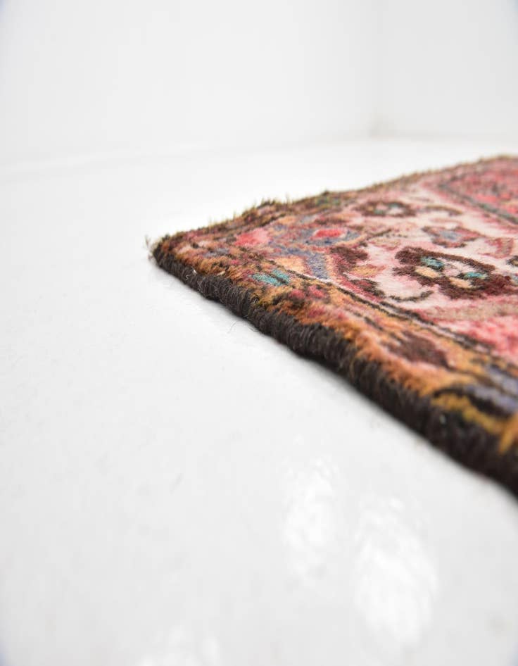 Detail image of 4' x 9' 7  Hand Knotted Hossainabad Persian Wool Runner Rug