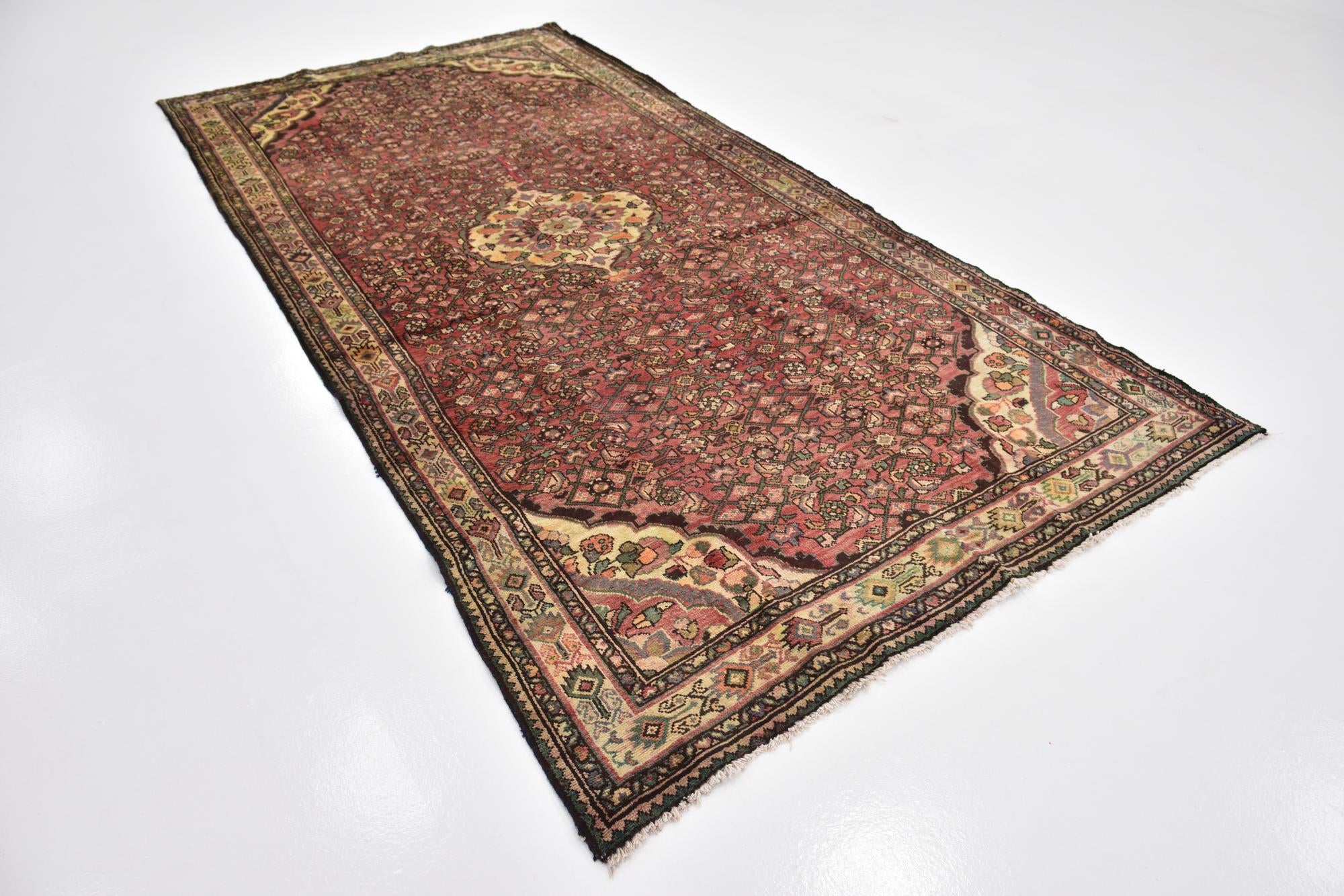 5' x 10' 5 Hand Knotted Hossainabad Persian Wool Runner Rug