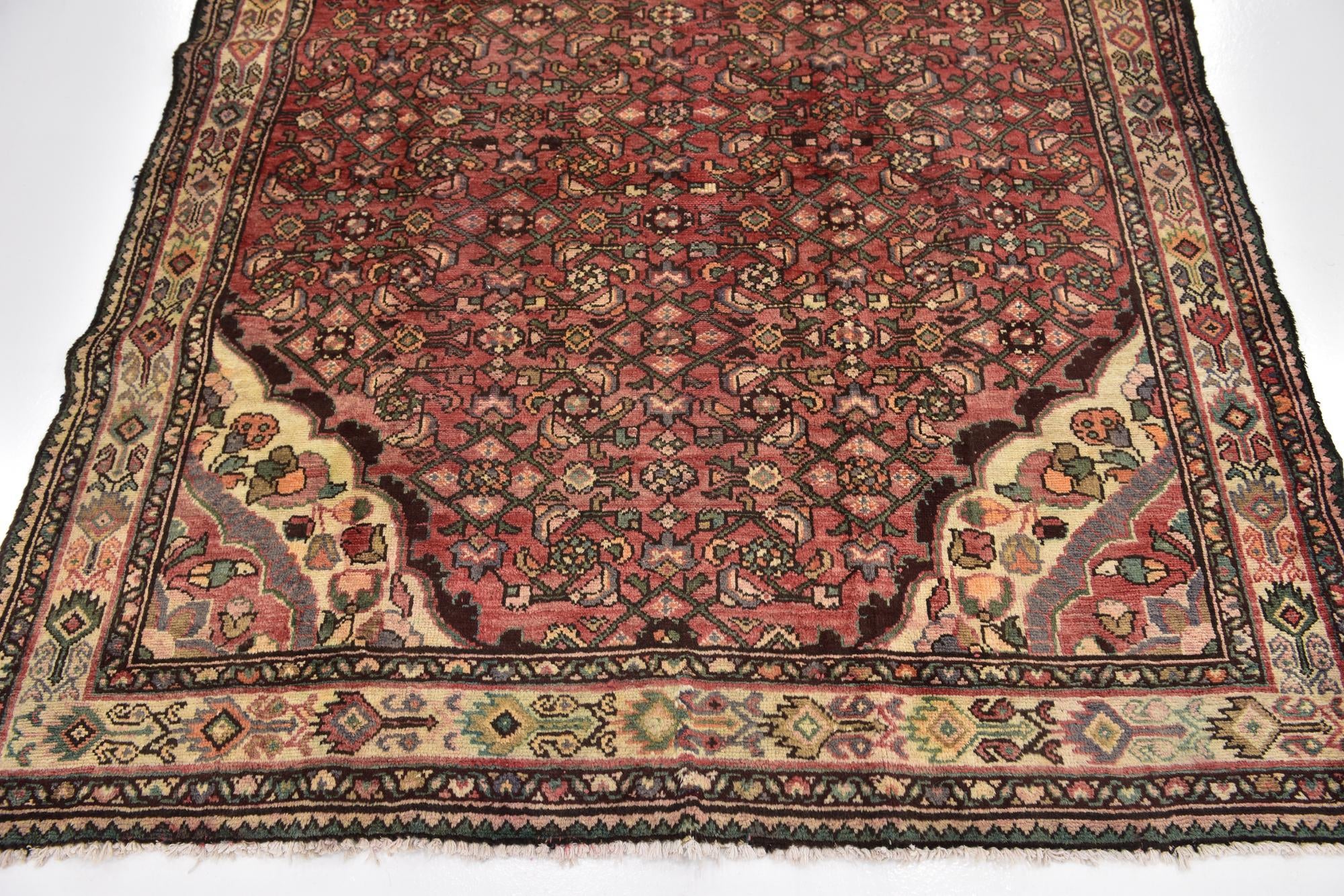 5' x 10' 5 Hand Knotted Hossainabad Persian Wool Runner Rug