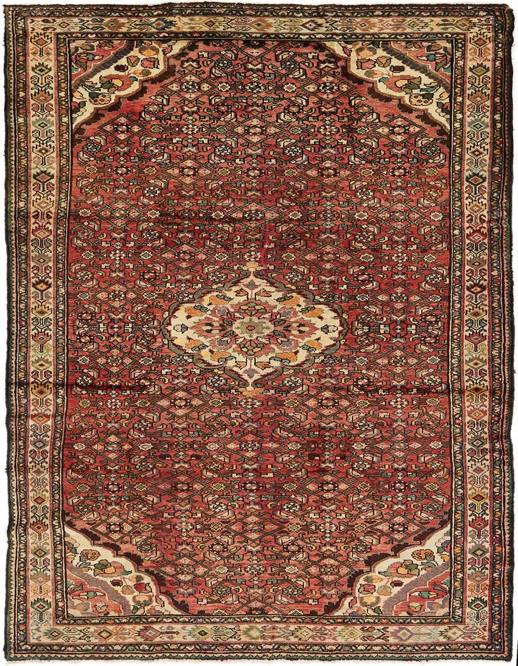 Detail image of 5' x 10' 5 Hand Knotted Hossainabad Persian Wool Runner Rug