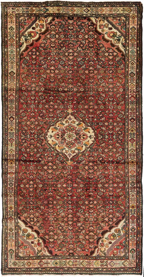 Detail image of 5' x 10' 5 Hand Knotted Hossainabad Persian Wool Runner Rug