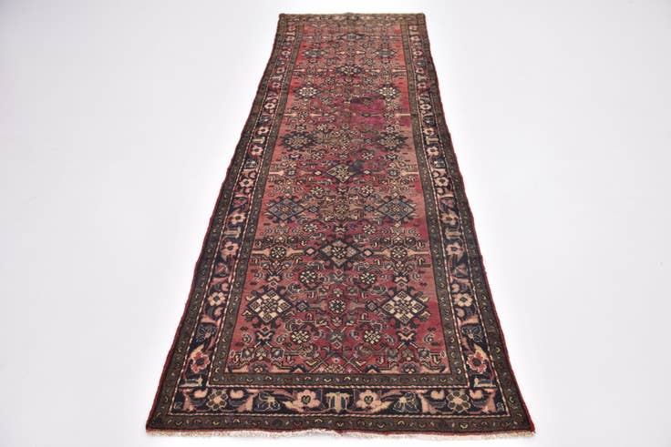 Detail image of 3' 2 x 10' Hand Knotted Hossainabad Persian Wool Runner Rug