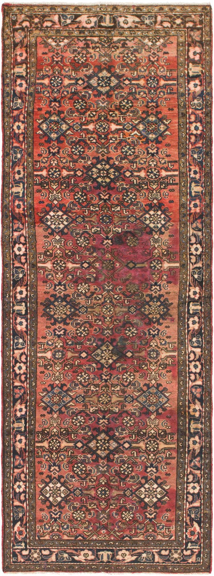 3' 2 x 10' Hand Knotted Hossainabad Persian Wool Runner Rug