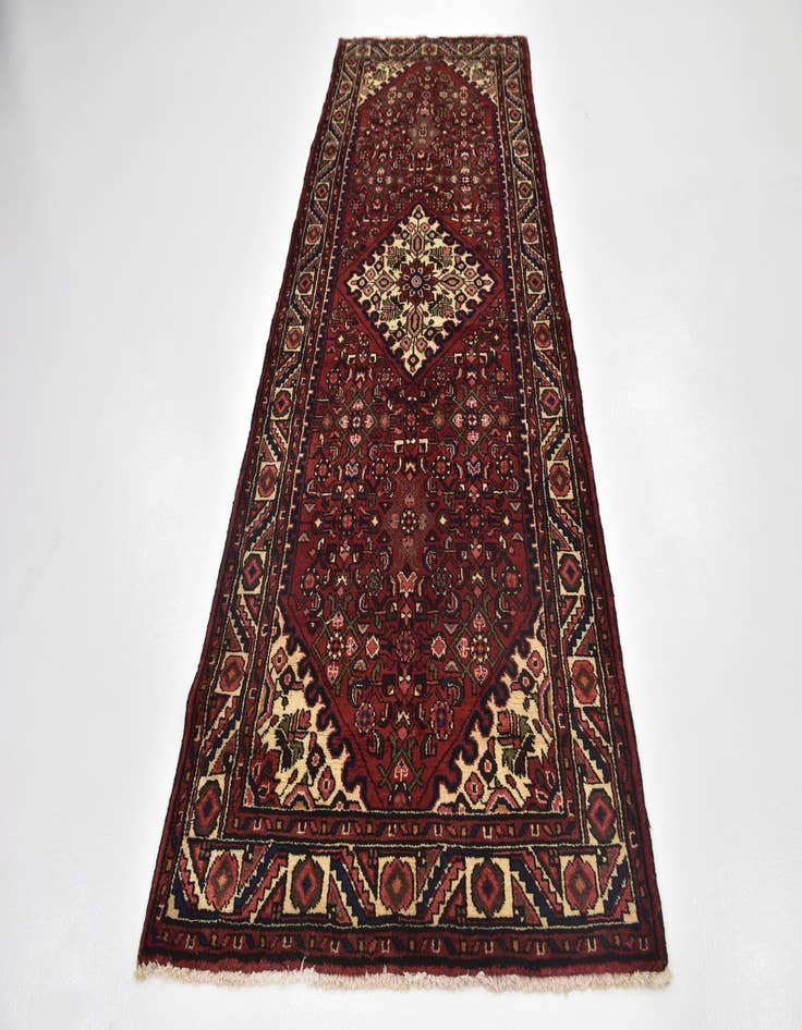 Detail image of 3' 8 x 9' 9  Hand Knotted Hossainabad Persian Wool Runner Rug