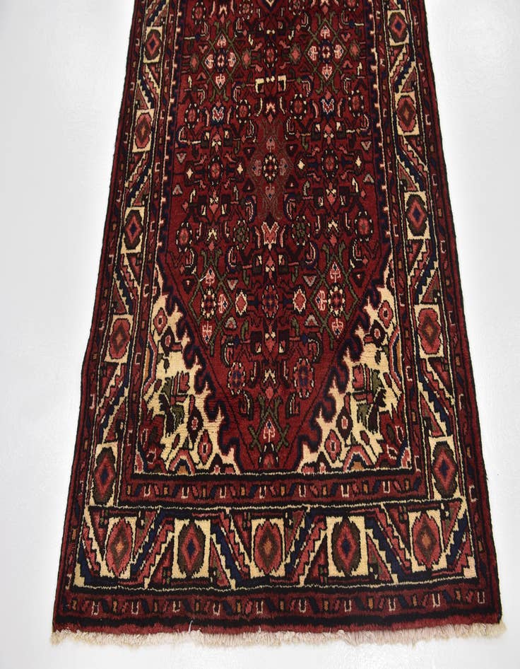 Detail image of 3' 8 x 9' 9  Hand Knotted Hossainabad Persian Wool Runner Rug