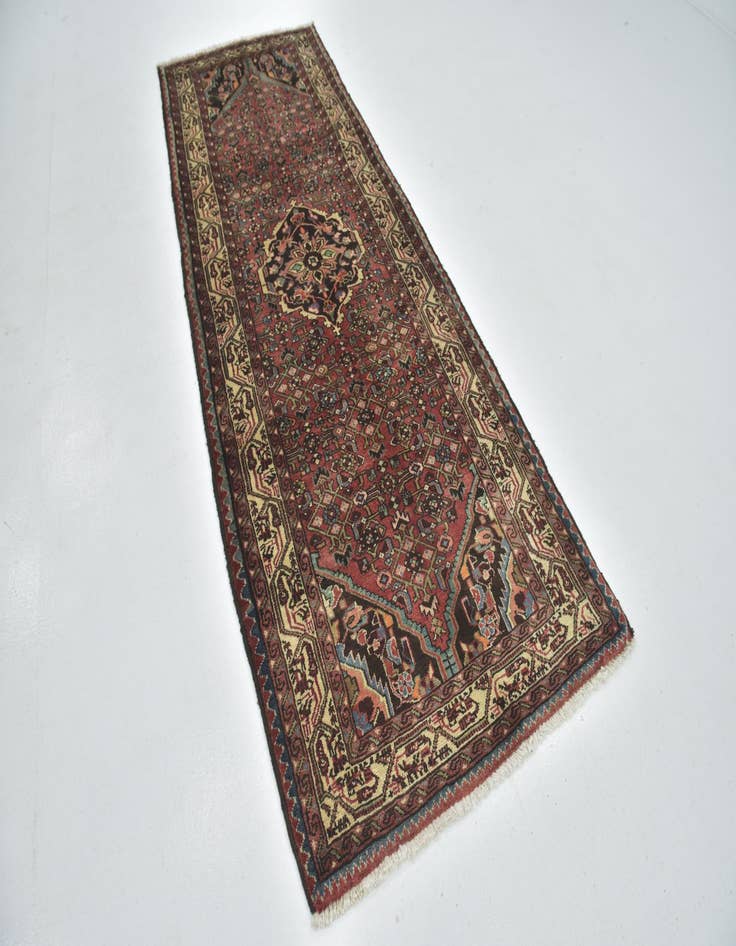 Detail image of 3' 9 x 10'  Hand Knotted Hossainabad Persian Wool Runner Rug