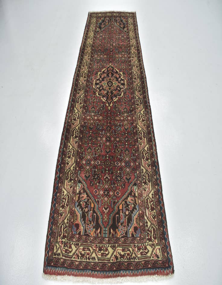 Detail image of 3' 9 x 10'  Hand Knotted Hossainabad Persian Wool Runner Rug