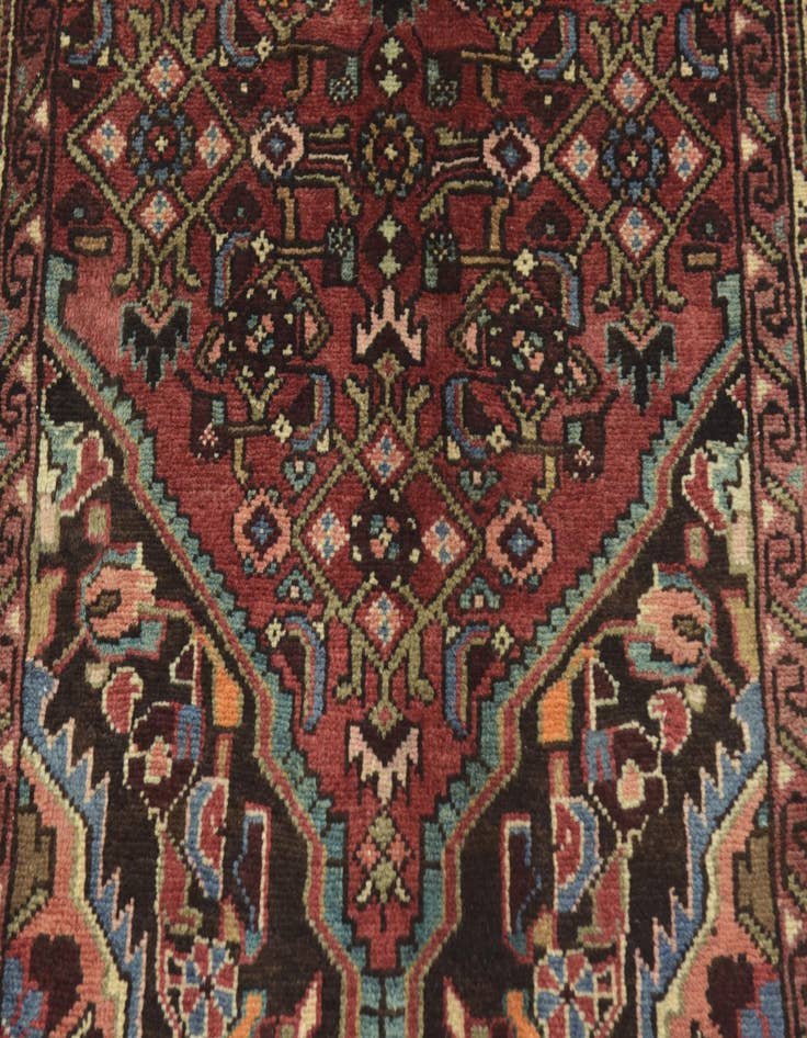 Detail image of 3' 9 x 10'  Hand Knotted Hossainabad Persian Wool Runner Rug
