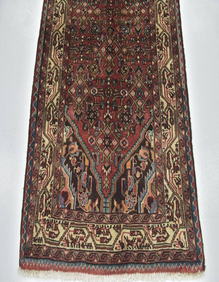 Detail image of 3' 9 x 10'  Hand Knotted Hossainabad Persian Wool Runner Rug