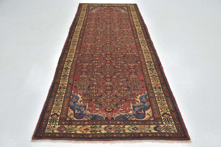 3' 10 x 10' Hand Knotted Hossainabad Persian Wool Runner Rug