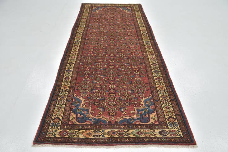 Detail image of 3' 10 x 10' Hand Knotted Hossainabad Persian Wool Runner Rug