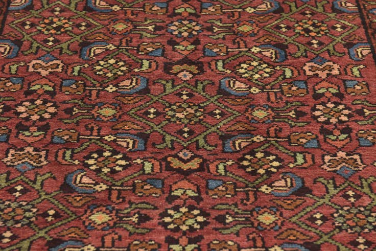 Detail image of 3' 10 x 10' Hand Knotted Hossainabad Persian Wool Runner Rug