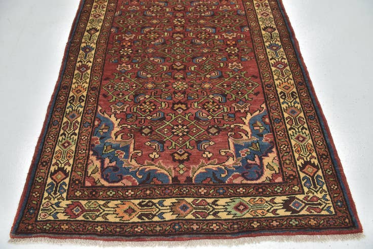 Detail image of 3' 10 x 10' Hand Knotted Hossainabad Persian Wool Runner Rug