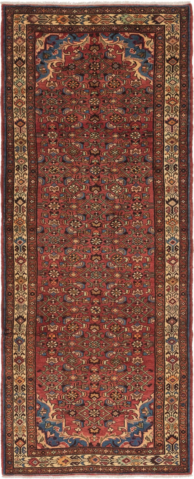 3' 10 x 10' Hand Knotted Hossainabad Persian Wool Runner Rug