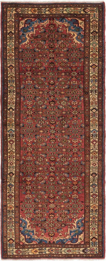 3' 10 x 10' Hand Knotted Hossainabad Persian Wool Runner Rug