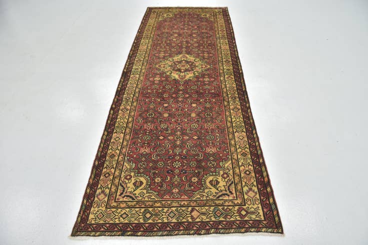 Detail image of 3' 6 x 9' 10 Hand Knotted Hossainabad Persian Wool Runner Rug