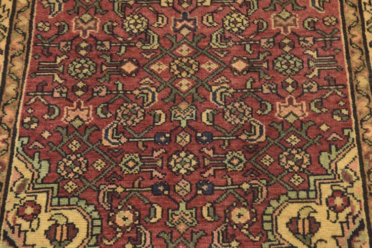 Detail image of 3' 6 x 9' 10 Hand Knotted Hossainabad Persian Wool Runner Rug