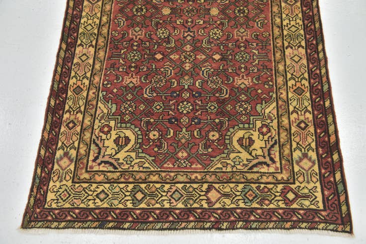 Detail image of 3' 6 x 9' 10 Hand Knotted Hossainabad Persian Wool Runner Rug