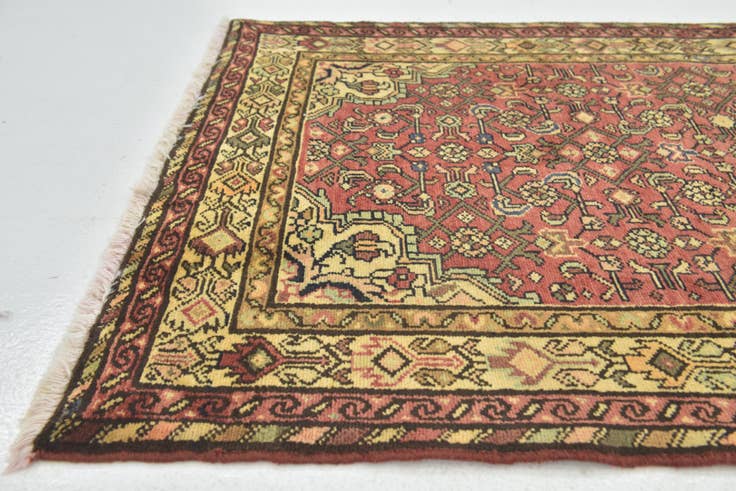 Detail image of 3' 6 x 9' 10 Hand Knotted Hossainabad Persian Wool Runner Rug