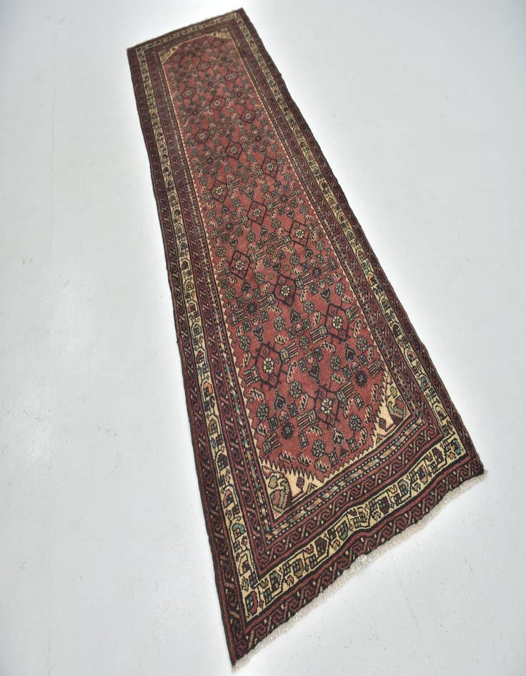 Detail image of 3' 9 x 10' Hand Knotted Hossainabad Persian Wool Runner Rug