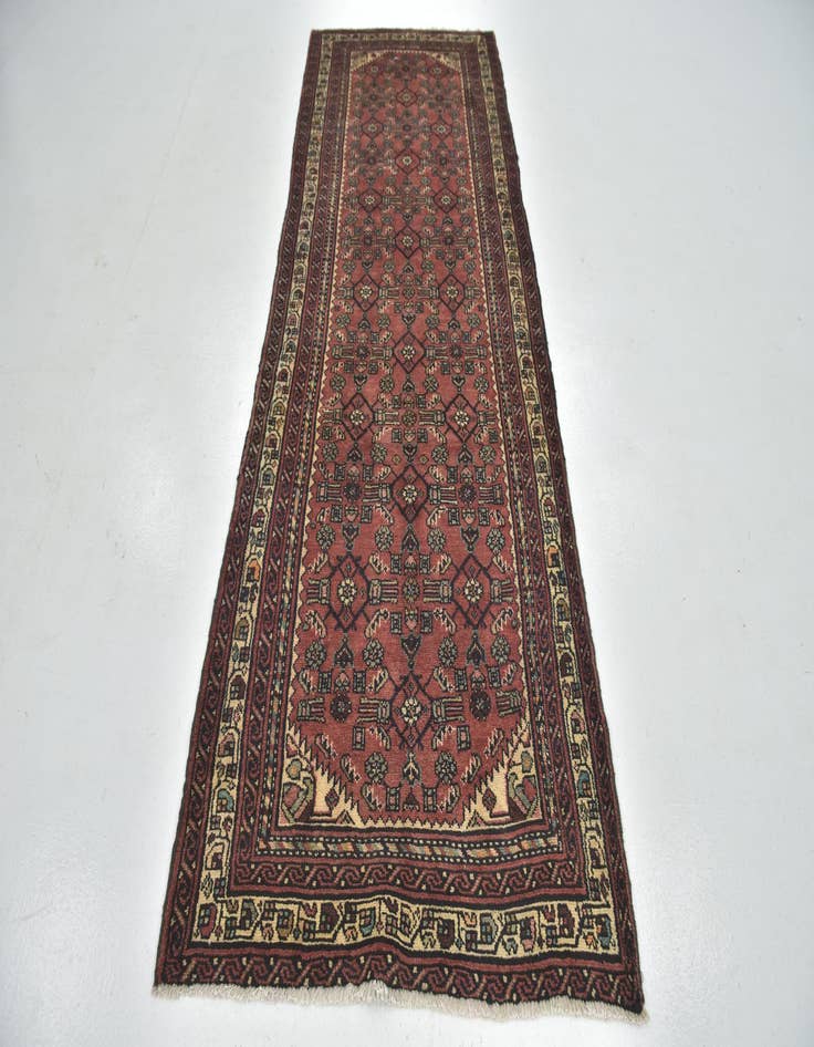 Detail image of 3' 9 x 10' Hand Knotted Hossainabad Persian Wool Runner Rug