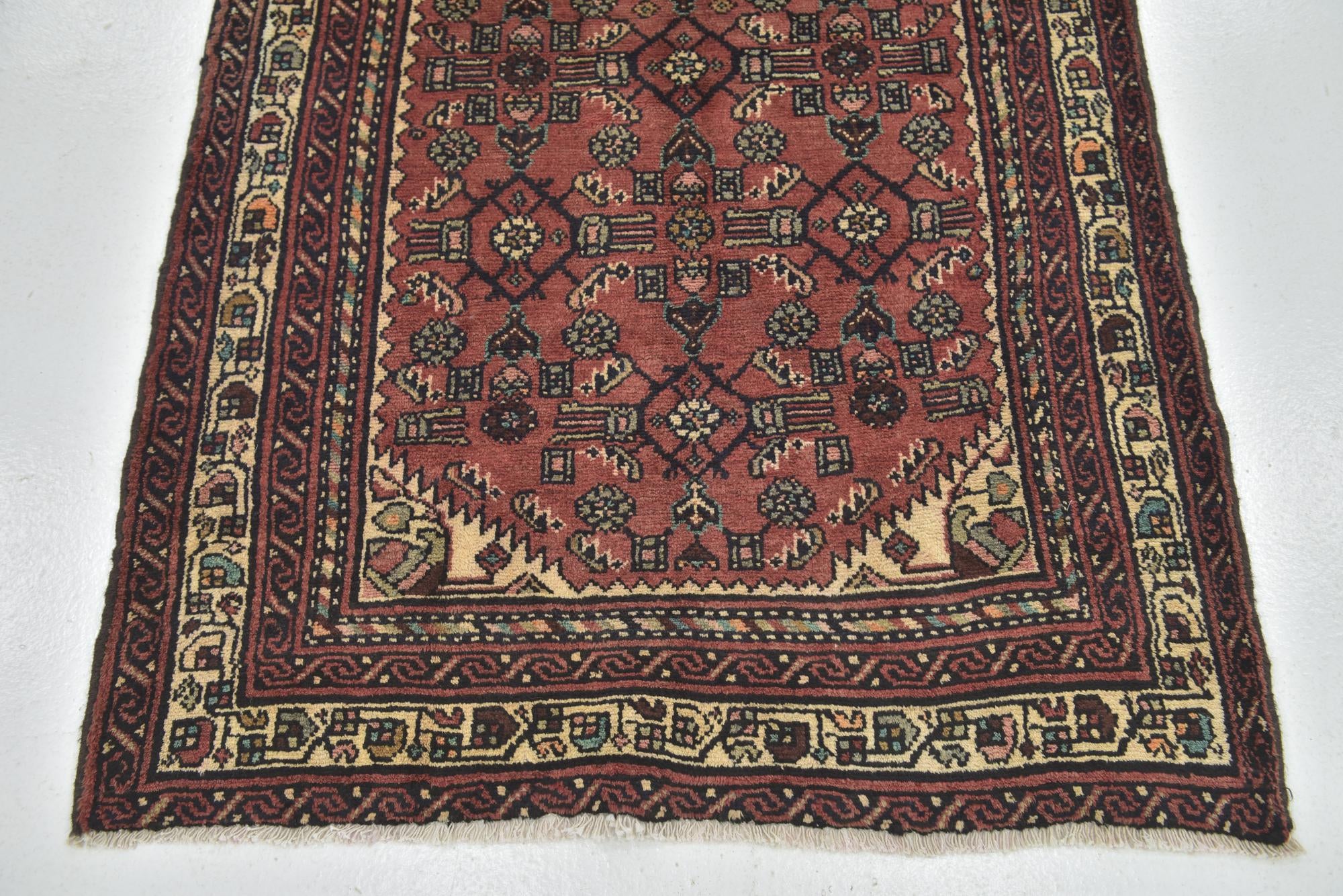 115cm x 305cm anudado a mano Hossainabad Alfombra Persa Lana Pasillera