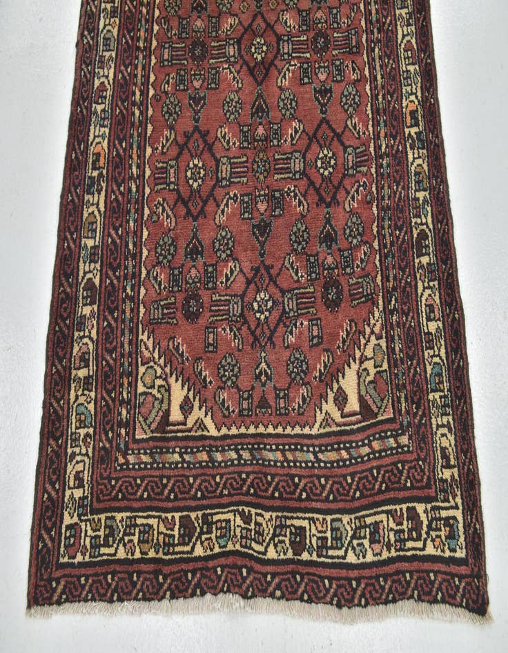 Detail image of 3' 9 x 10' Hand Knotted Hossainabad Persian Wool Runner Rug